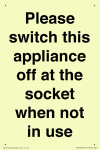 Please switch this appliance off at the socket when not in use